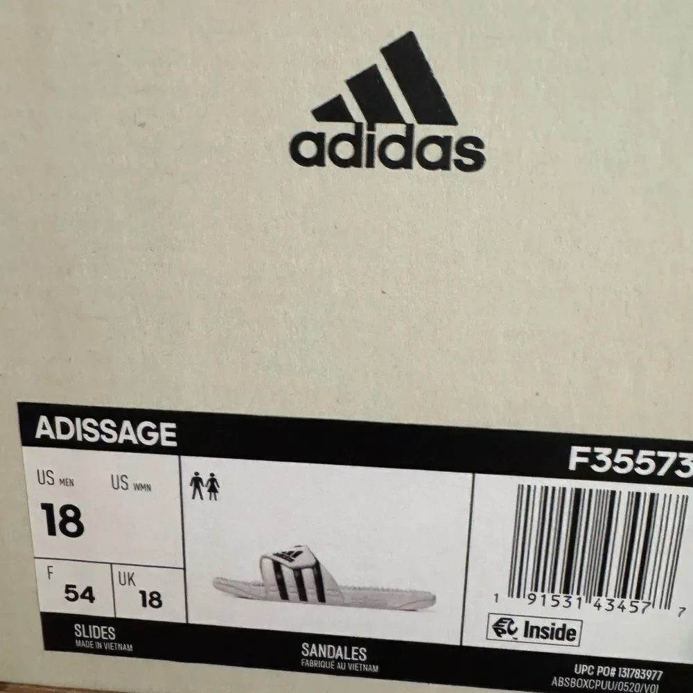 Adidas Men’s Black/White Adissage Slides